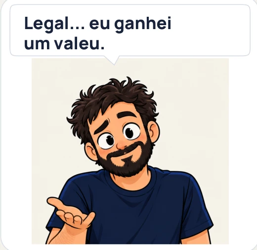 Ilustração aprovada do Rafa reagindo com humor à indicação